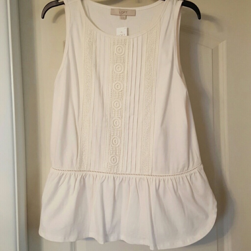 NWT LOFT White Peplum Tank